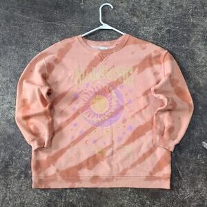 Billabong Crewneck Sweatshirt Womens M Peach Orange Oversized Sun Moon Sweater